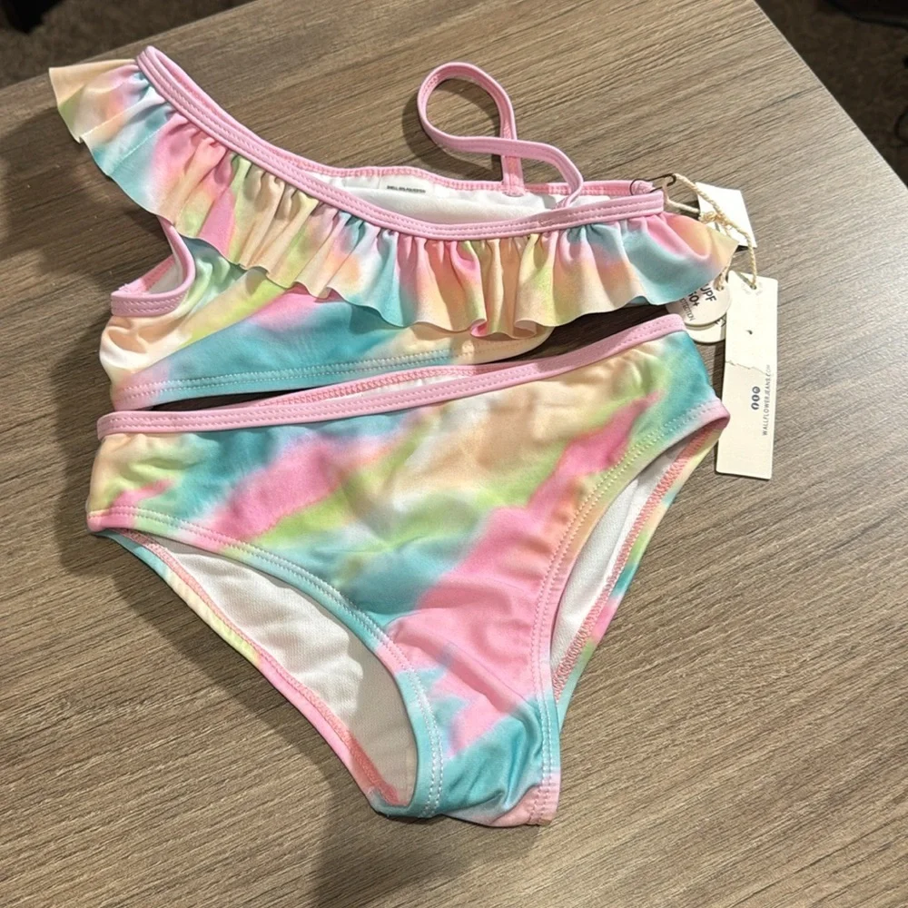 NWT swim bundle girls size 5 Colorful Swimsuit Set with Sunglasses‎ & a 2 piece